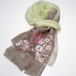 Embroidered two tone scarf Caramel Butter