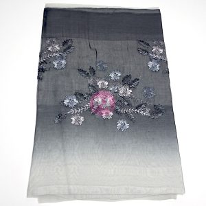 Embroidered two tone scarf Black & White