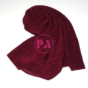 Crinkle Pleated Cotton Scarf Hijab in Wine