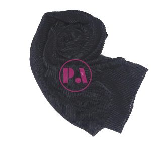 Crinkle Pleated Cotton Scarf Hijab in Black