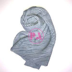 Crinkle Pleated Cotton Scarf Hijab in Grey