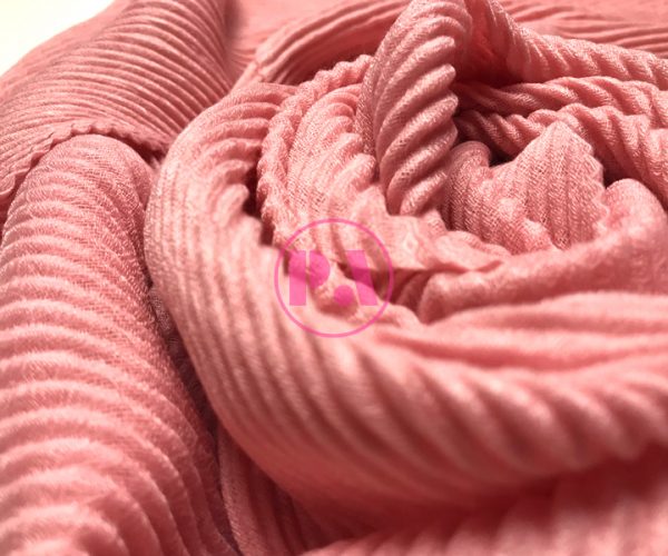 Crinkle Pleated Cotton Scarf Hijab in Flamingo Pink